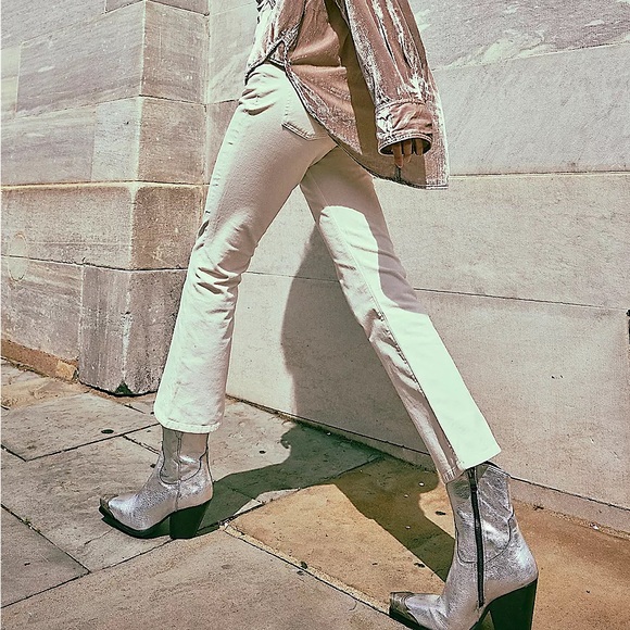 NEW Free People In My Feelings Velvet Crop Slim Flare Pants - Picture 5 of 15